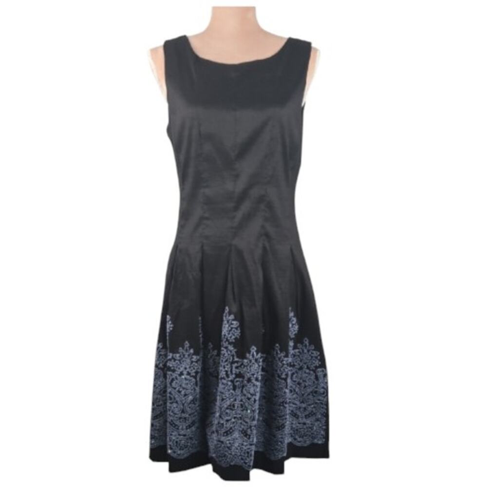 Leslie Fay Sleeveless Dress Cocktail Party Black Beaded Size 10